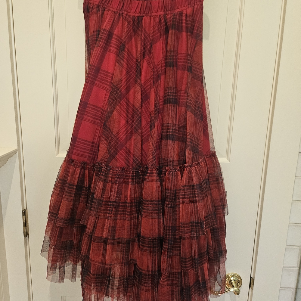 Plaid Ruffled Red Skirt - Picture 3 of 3
